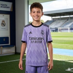 Real Madrid 22/23 Away Soccer Jersey Youth XL 15-16 Purple Adidas Aeroready